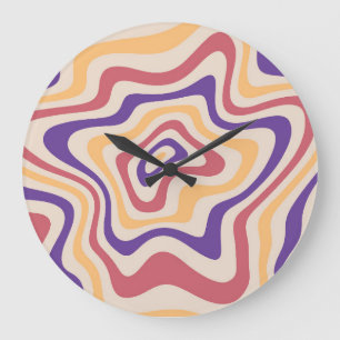 Retro Sternexplosion Psychedelischer Hintergrund Große Wanduhr