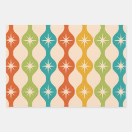 Retro-Sternexplosionen der Mitte des Jahrhunderts Geschenkpapier Set