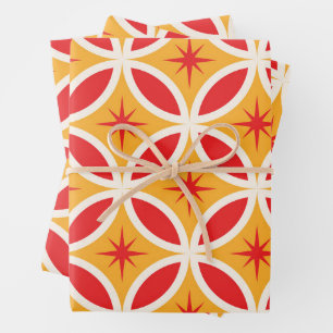 Retro-Sternexplosionen des mittleren Jahrhunderts Geschenkpapier Set