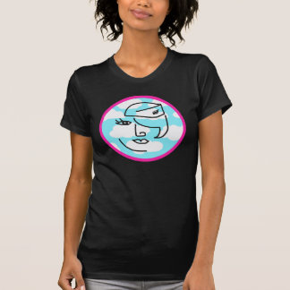 Retro Stewardess im rosa Kreis-Shirt T-Shirt