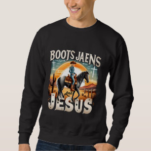Retro Stiefel Jeans und Jesus Cowgirl Vintag Count Sweatshirt
