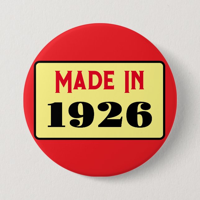 Retro-Stil 100. Geburtstagsabzeichen 1926 Button (Vorderseite)