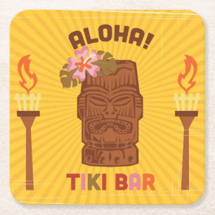 Retro-Stil Aloha Tiki Bar Rechteckiger Pappuntersetzer