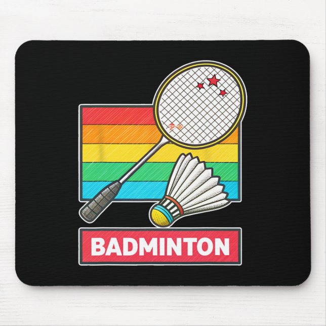 Retro-Stil Badminton Racket und Shuttle Mousepad (Vorne)