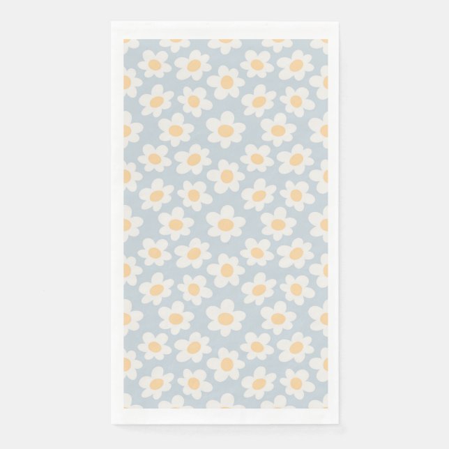 Retro-Stil blüht auf blauem Hintergrund Serviette (Vorderseite)