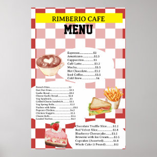 Retro-Stil-Cafe-Geschäft-Essen-Menü-Poster Poster