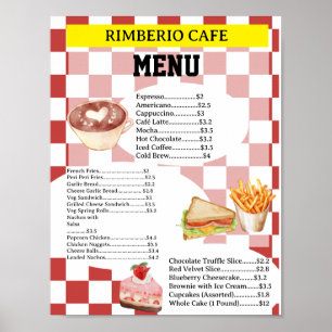 Retro-Stil-Café-Geschäfts-Speisekartenplakat Poster