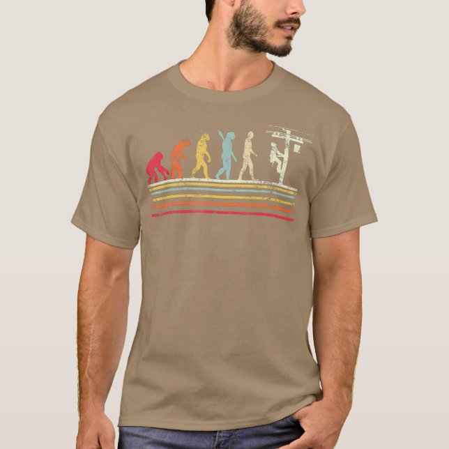 Retro-Stil Coole Evolution von Lineman T-Shirt (Vorderseite)
