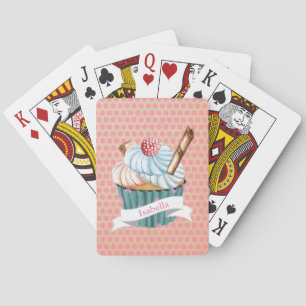 Retro-Stil cupcake und polka dot Spiral-Notebook Spielkarten