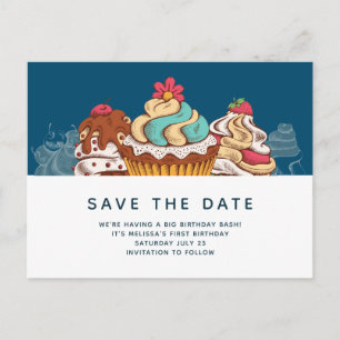 Retro-Stil-Cupcakes Süße Nachspeise Termin vormerk Postkarte