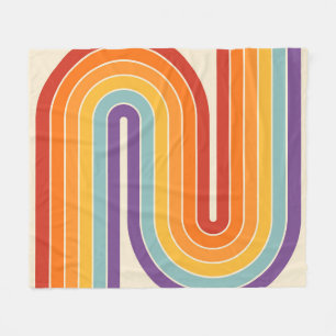 Retro-Stil der 1970er Jahre Gebogene Streifen Geom Fleecedecke