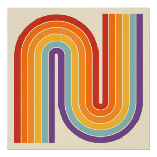 Retro-Stil der 1970er Jahre Gebogene Streifen Geom Poster