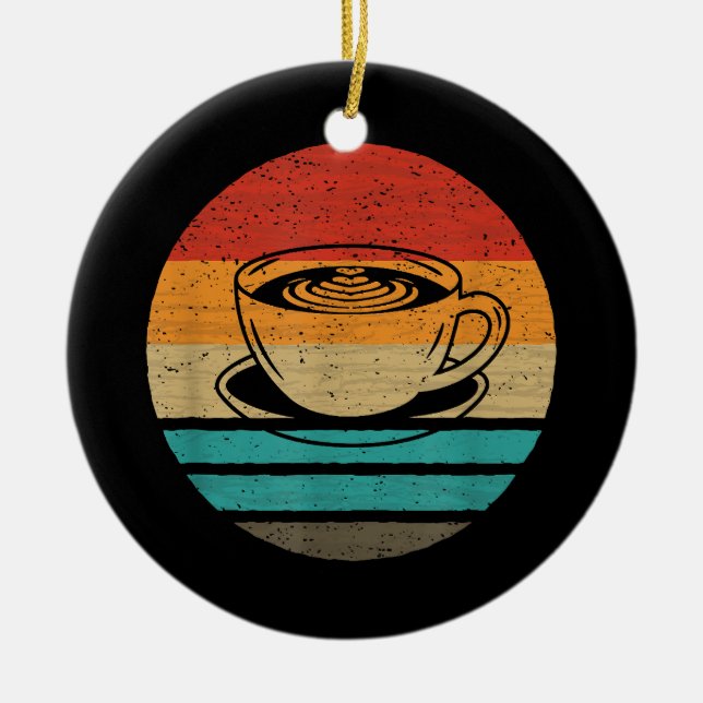 Retro-Stil des Kaffees Vintag Keramik Ornament (Vorne)