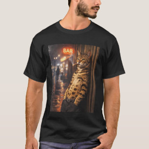 Retro-Stil Drifter Bengal Katze raucht Zigarre Ret T-Shirt