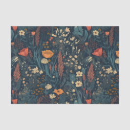 Retro-Stil, dunkles Blumenfeld der Wildblumen Seidenpapier