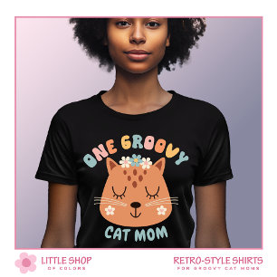 Retro-Stil Eine Groovy Katze Mama Personalisiert T-Shirt