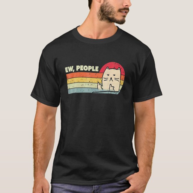 Retro-Stil Ew Leute Katze   Katze T-Shirt (Vorderseite)
