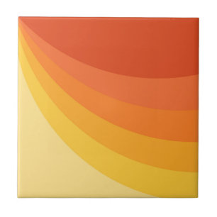 Retro-Stil gelbe und orange Sonnenstrahlen Design Fliese