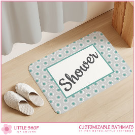 Retro-Stil Grau-Aqua-Kreis-Muster anpassbar Badematte