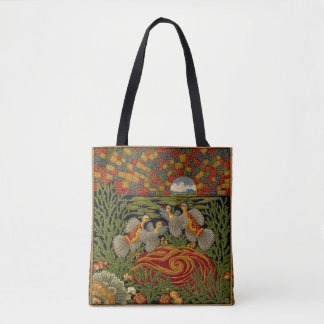 Retro-Stil grüner Teppich Exotische Vögel Tasche