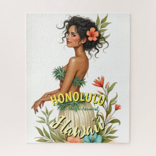 Retro-Stil Hawaii Reise Honolulu Hula-Mädchen