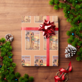 Retro-Stil Hawaiianische Frau Pin Up Geschenkpapier
