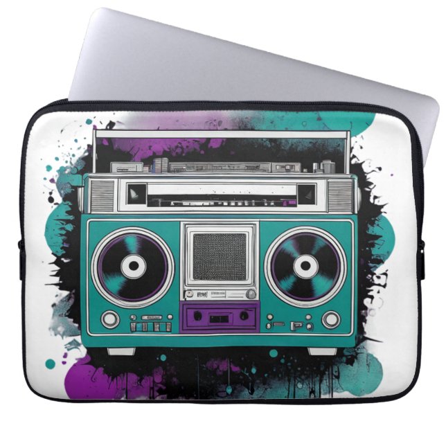 Retro-Stil in Städten: Getto Blaster Laptopschutzhülle (Vorderseite)