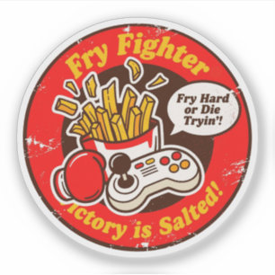 Retro-Stil-Kampfspiel & Fritten-Design Aufkleber