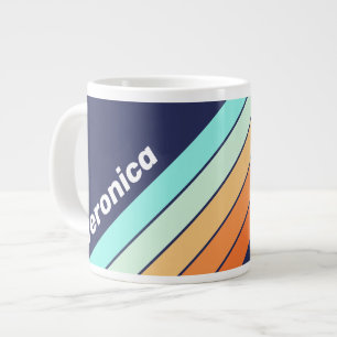 Retro-Stil Klassische Streifen mit Namen Jumbo-Tasse