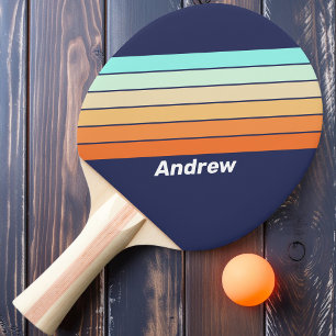 Retro-Stil Klassische Streifen mit Namen Tischtennis Schläger
