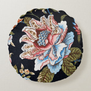 Retro-Stil Mehrfarbige Blumendekoration Rundes Kissen