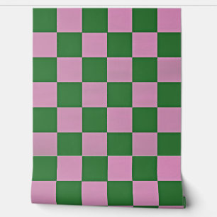 Retro-Stil mit violettem und grünem karierten Quad Tapete
