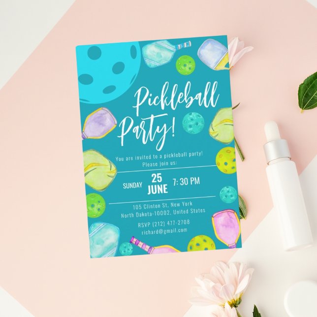 Retro-Stil Neon-Grün-Themen-Pickleball-Geburtstag Einladung (Von Creator hochgeladen)