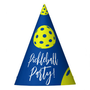 Retro-Stil Neonblau-Themen-Pickleball-Geburtstag Partyhütchen