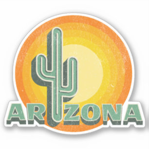 Retro-Stil Sonnenuntergang mit Arizona Textdesign Aufkleber