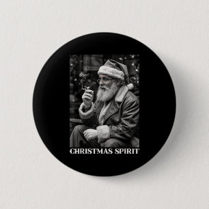 Retro-Stil Weihnachtsmann raucht Zigarette Weihnac Button