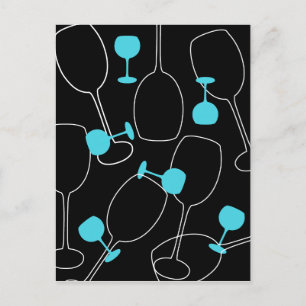 Retro-Stil Wein Glas Design Postkarte