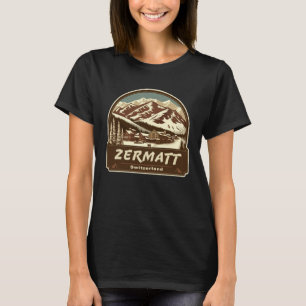 Retro-Stil Zermatt Schweiz im Freien T-Shirt