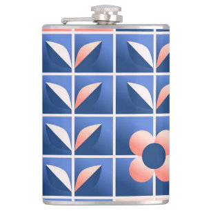 Retro stilisierte Blume: Mosaikmuster. Flachmann