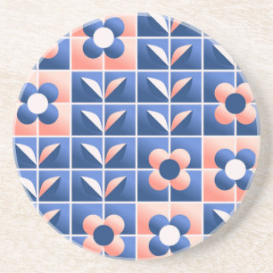 Retro stilisierte Blume: Mosaikmuster. Getränkeuntersetzer