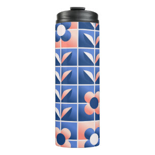 Retro stilisierte Blume: Mosaikmuster. Thermosbecher