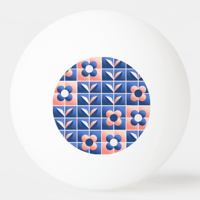 Retro stilisierte Blume: Mosaikmuster. Tischtennisball (Vorderseite)