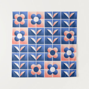 Retro stilisierte Blume: Mosaikmuster. Wandteppich