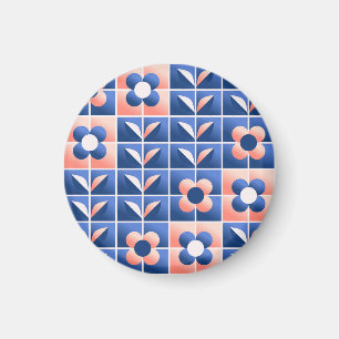 Retro-stilisierte Blumen: Mosaikmuster. Magnet