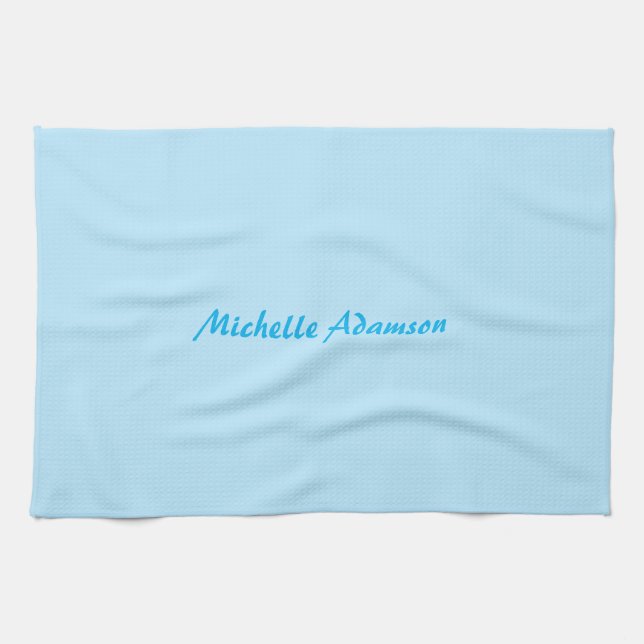 Retro Stilvoll Elegant Schlicht Sky Blue White Geschirrtuch (Horizontal)