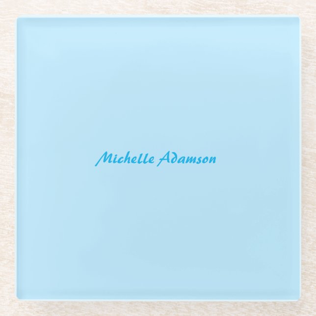 Retro Stilvoll Elegant Schlicht Sky Blue White Glasuntersetzer (Vorderseite)