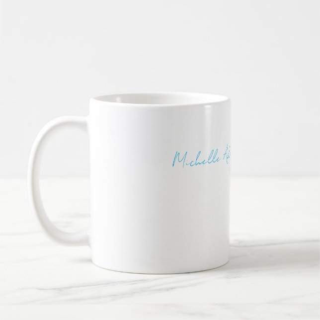 Retro Stilvoll Elegant Schlicht Sky Blue White Kaffeetasse (Links)
