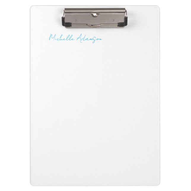 Retro Stilvoll Elegant Schlicht Sky Blue White Klemmbrett (Vorderseite)