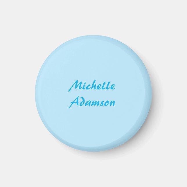 Retro Stilvoll Elegant Schlicht Sky Blue White Magnet (Vorne)