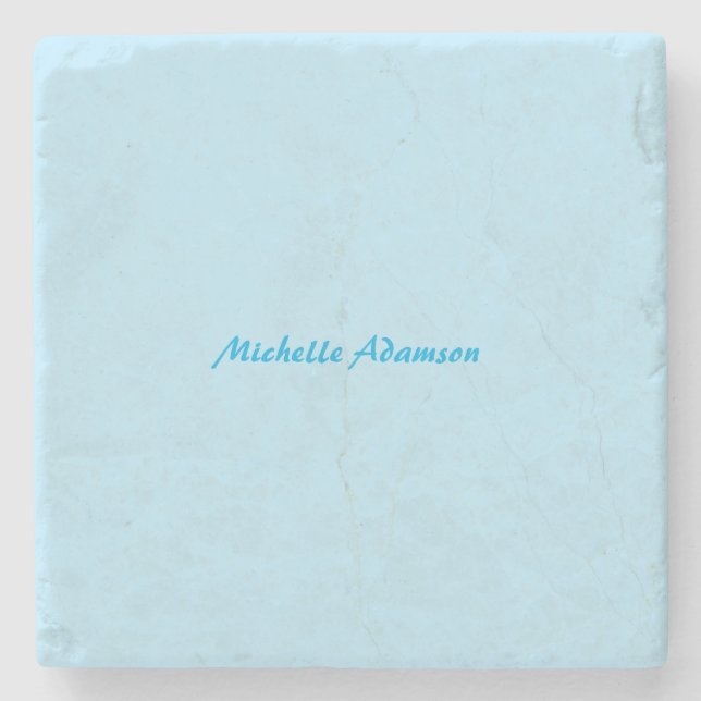 Retro Stilvoll Elegant Schlicht Sky Blue White Steinuntersetzer (Vorderseite)